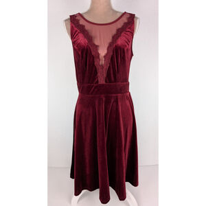 GRACE KARIN Velvet Midi Dress Lace Deep V-Neck Sz L Witchy Goth Vampire